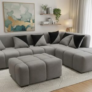 Snow Drift L-Shape Bubble Sofa | 7-Seater with 6-Inch Comfort Foam
