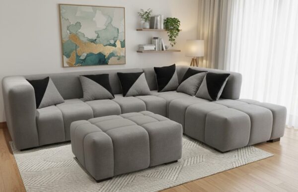 Snow Drift L-Shape Bubble Sofa | 7-Seater with 6-Inch Comfort Foam
