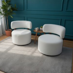 C Style Chair | Acacia Wood, High-Pressure Foam & Teddy Fabric ( Per Pair )