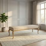 Plain Victorian Ottoman | Solid Wood & Boucle Fabric