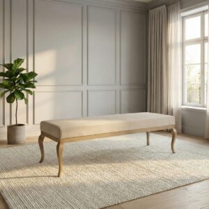 Plain Victorian Ottoman | Solid Wood & Boucle Fabric