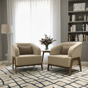 Tornado Bedroom Chair Pair Of 2 | Solid Acacia Wood & Plush Cushion