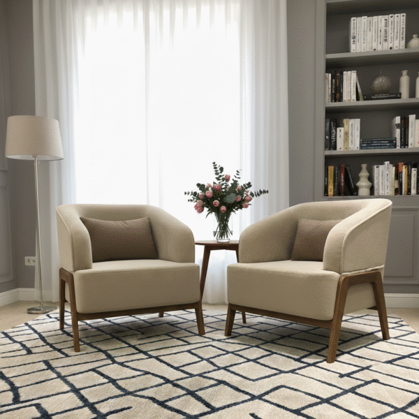 Tornado Bedroom Chair Pair Of 2 | Solid Acacia Wood & Plush Cushion