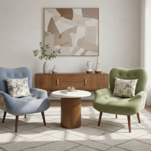 Hanner Armchair & Footstool | Solid Acacia Wood Comfort