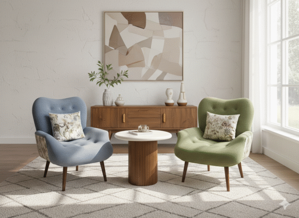 Hanner Armchair & Footstool | Solid Acacia Wood Comfort